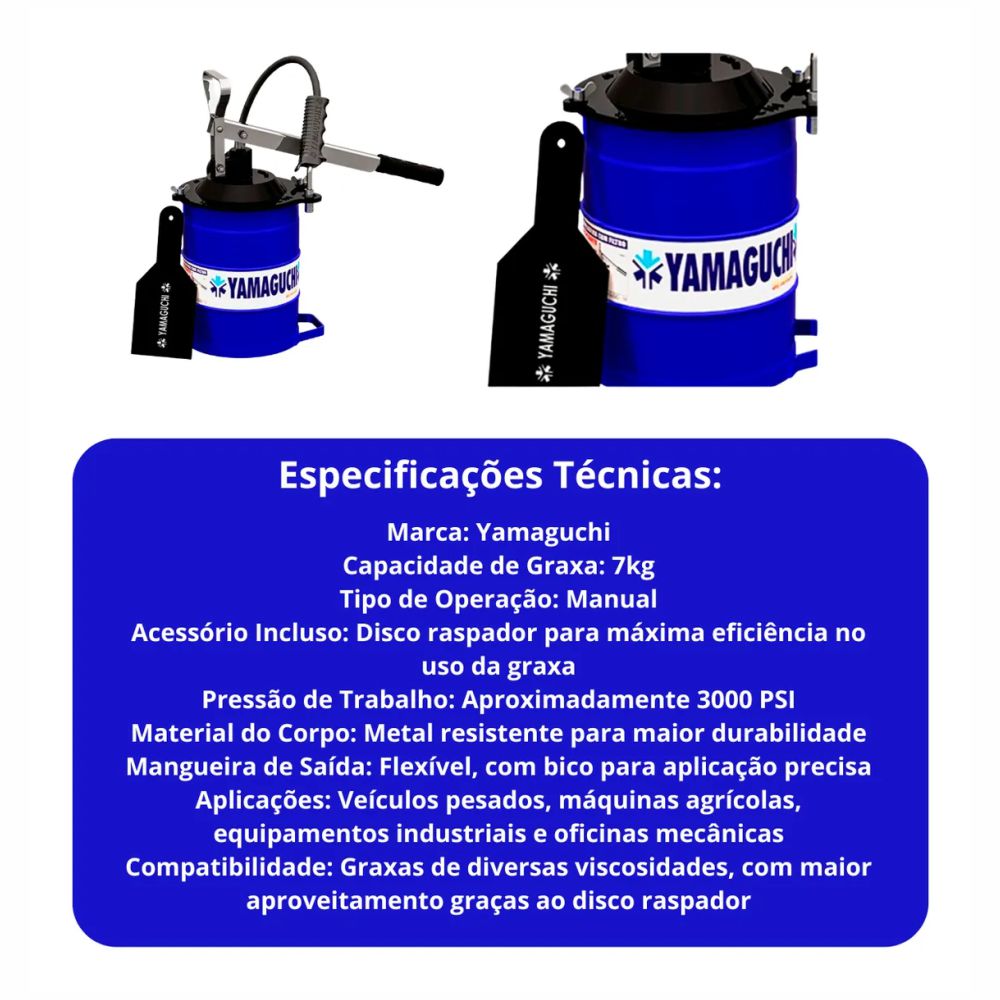 Bomba De Graxa 7kg Modelo 209 Com Disco Raspador Yamaguchi