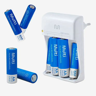 Carregador De Pilhas 2xAA 2500Mah 2x AAA 1000Mah Multi CB045