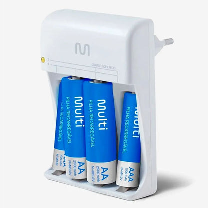 Carregador De Pilhas 2xAA 2500Mah 2x AAA 1000Mah Multi CB045