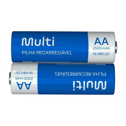 Pilhas Recarregáveis AA 2500Mah 4 Unidades Multilaser CB052