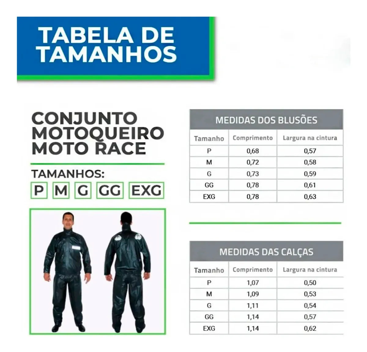Conjunto Motoqueiro Capa Chuva De Nylon Impermeável Tam.EXG