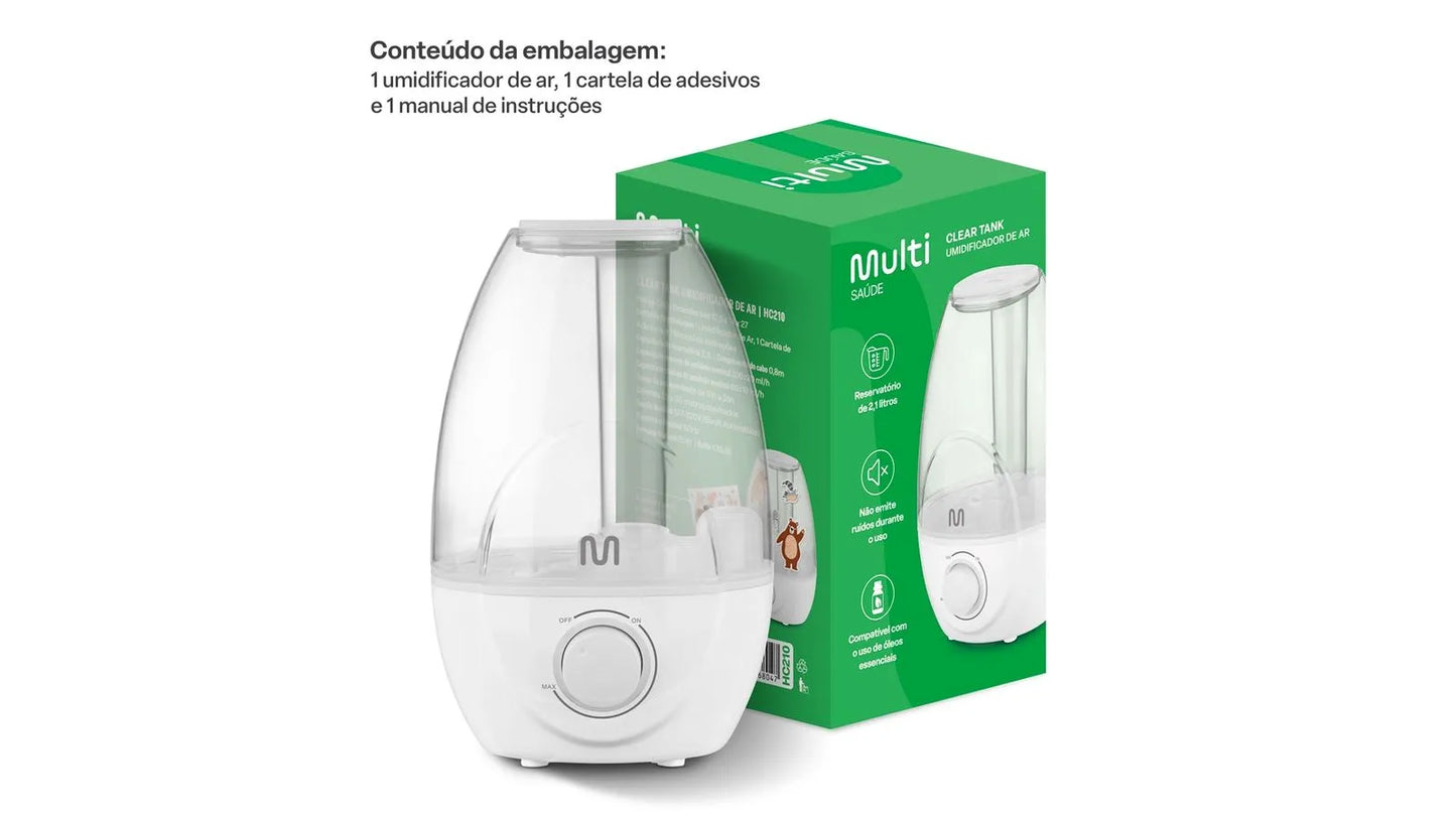 UMIDIFICADOR MULTILASER CLEAR TANK 2 1L HC210 MULTI