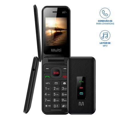 Celular Flip Vita 4G Dual Chip MP3 Preto Multi P9227