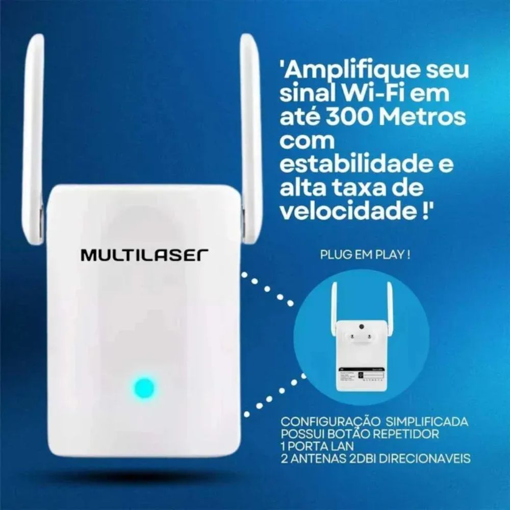 Repetidor De Sinal Multilaser Wifi 300mbps