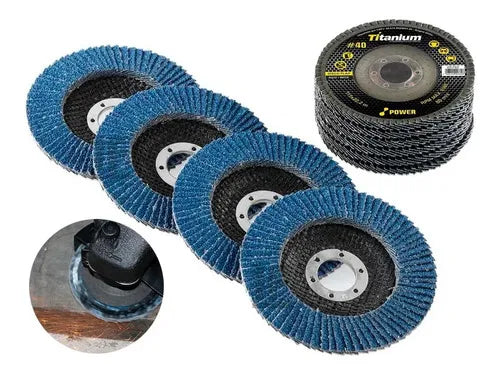 Kit com 20 Discos Flap 4 1/2x7/8 40 Graos - Titanium