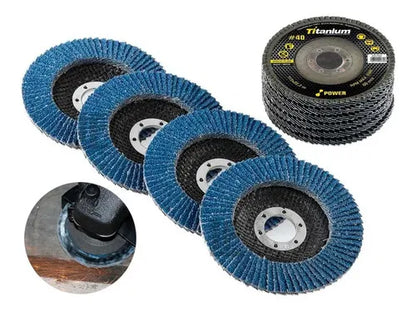 Kit com 20 Discos Flap 4 1/2x7/8 40 Graos - Titanium