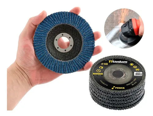 Kit com 20 Discos Flap 4 1/2x7/8 40 Graos - Titanium