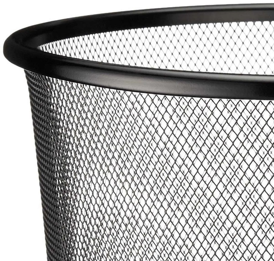 Cesto de Lixo 12,3Litros Redondo Aço Perfurado - Preto Kala