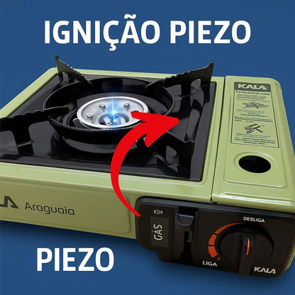 Fogareiro Gás Kala Araguaia Camping Maleta Cartucho Botijão