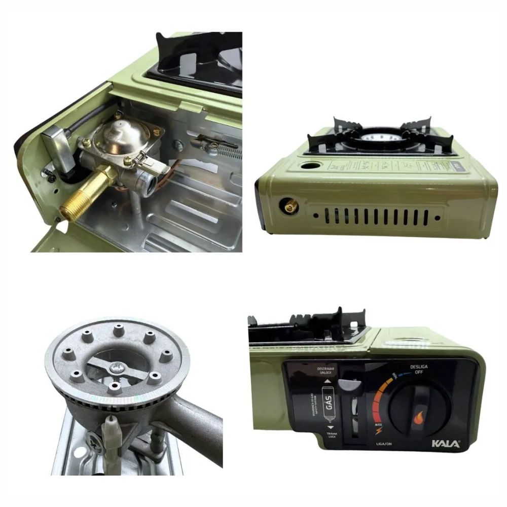 Fogareiro Gás Kala Araguaia Camping Maleta Cartucho Botijão