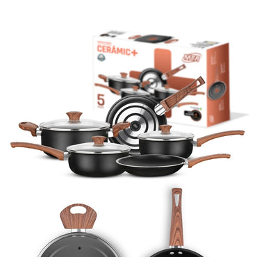 Conjunto De Panelas MTA Resvestimento De Cerâmica 5 PÇS