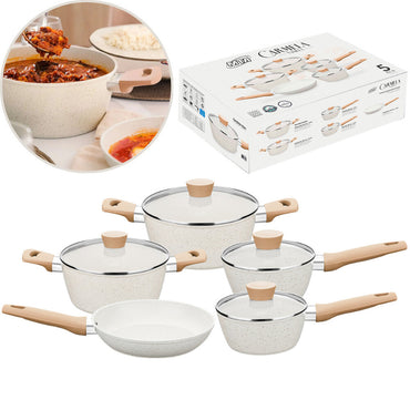 Jogo De Panelas de Indução 5 Peças Revestimento Ceramic-flon Vanilla MTA