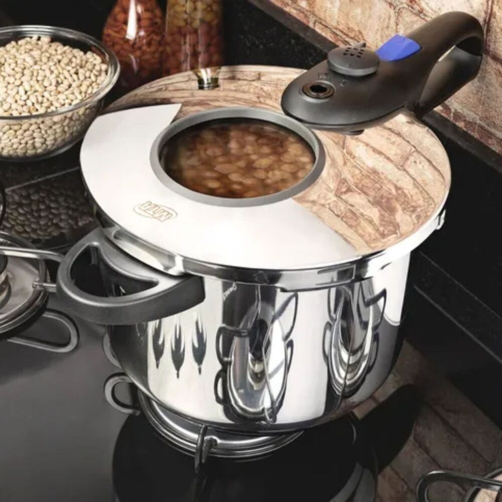 Panela De Pressão Inox Visor De Vidro Para Indução MTA 6L