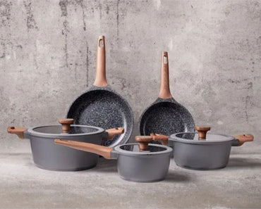 Jogo de Panelas MTA Titanium 5 Peças Alumínio Injetado Cinza