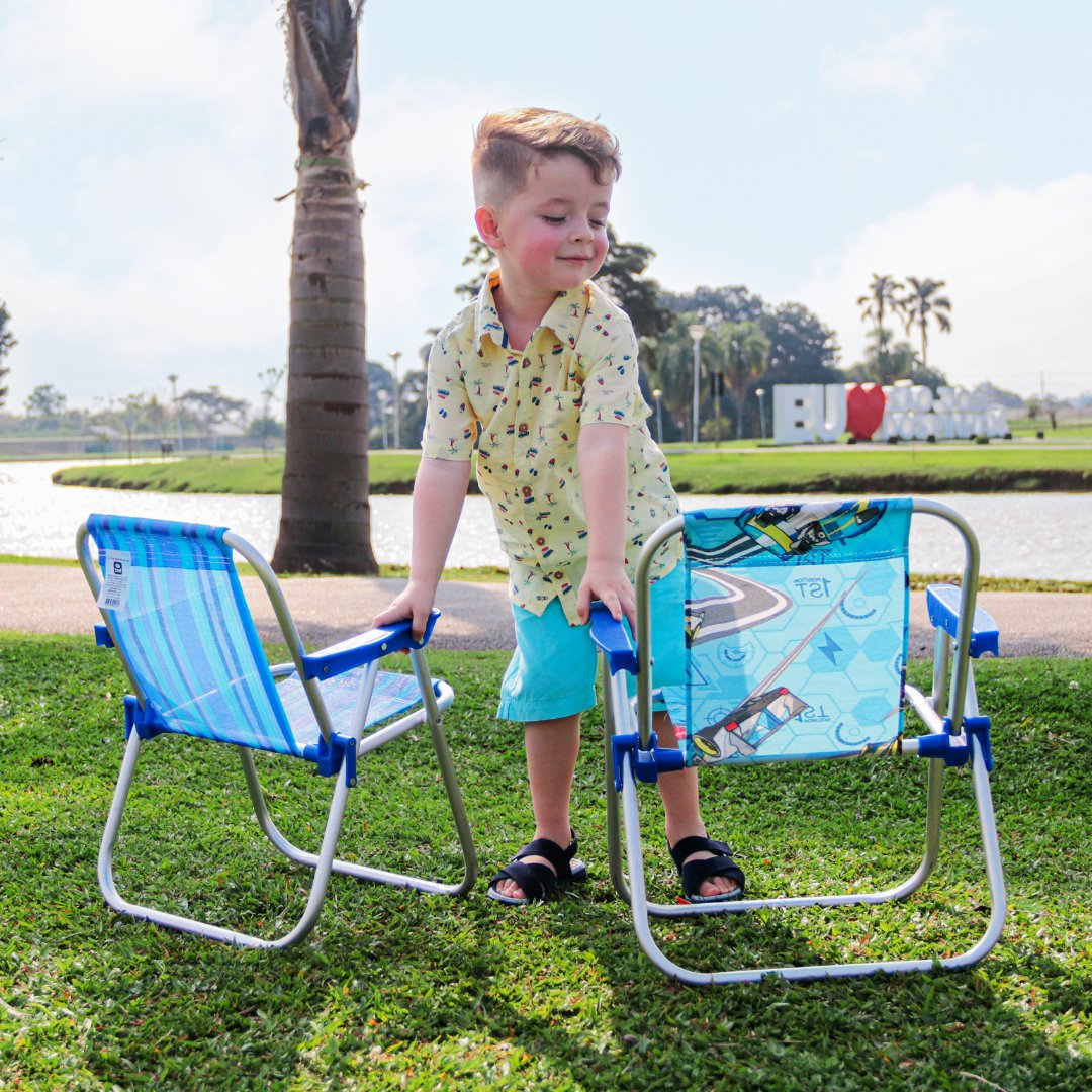 Cadeira Infantil Praia Piscina Alumínio Dobrável Hot Wheels