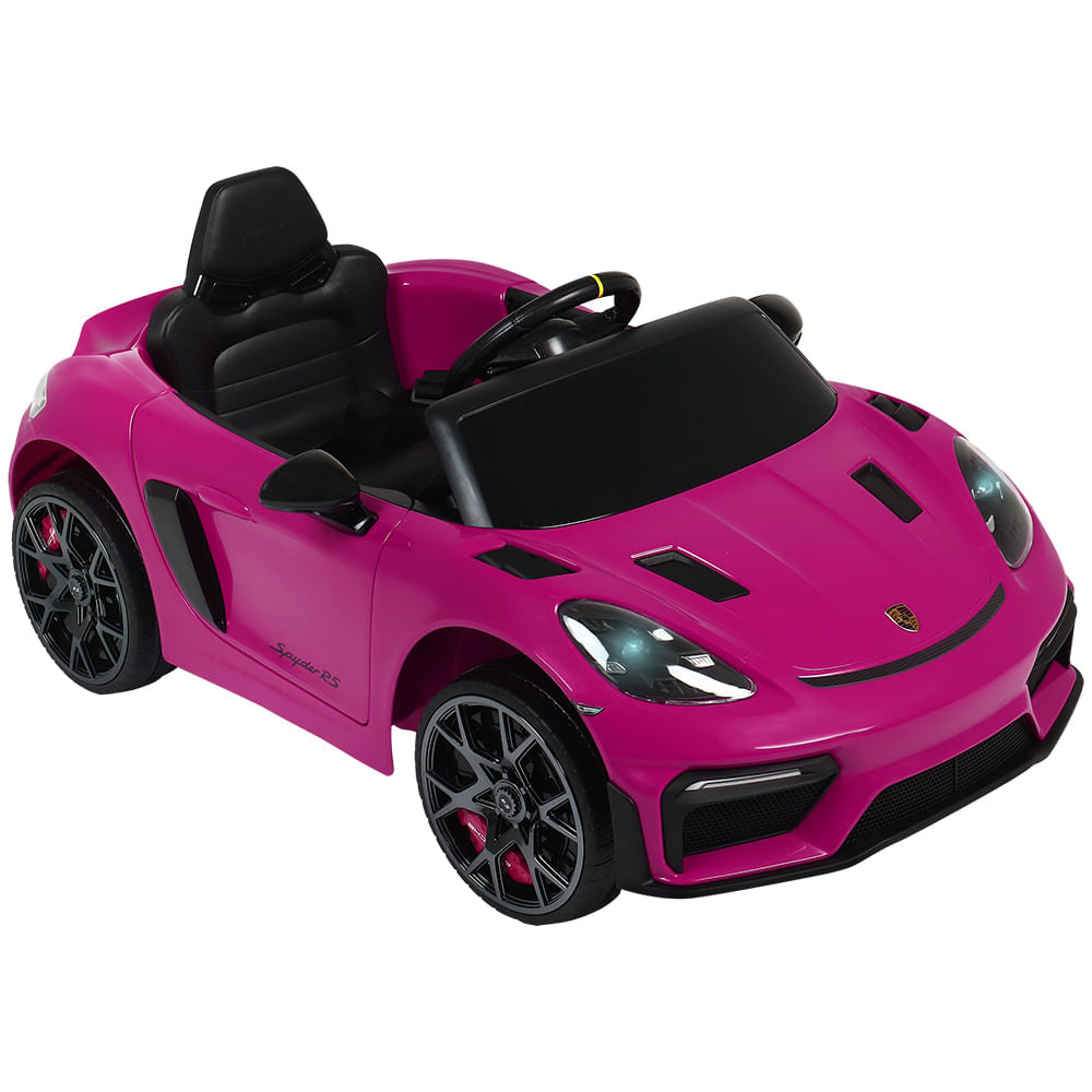 Carro Elétrico Infantil Porsche Spyder 718 RS 12V Rosa Bel