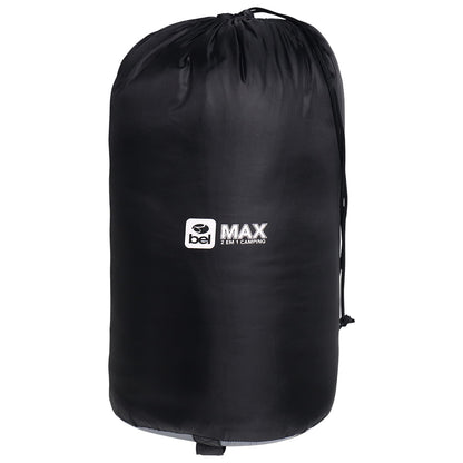 Saco de Dormir Casal Max 2 em 1 Camping Preto e Cinza Bel