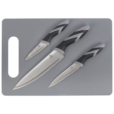 Conjunto Tábua de Carnes e Legumes 25x35 c/ 3 Facas Inox Bel