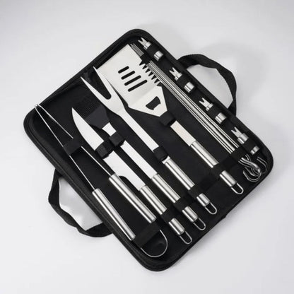 Kit Churrasco Inox Premium 16 Peças Com Estojo Bel Inox