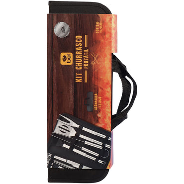 Kit Churrasco Inox Premium 16 Peças Com Estojo Bel Inox