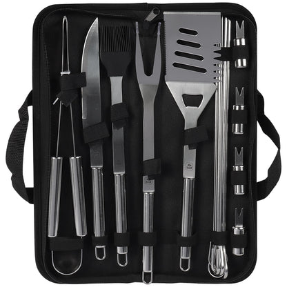 Kit Churrasco Inox Premium 16 Peças Com Estojo Bel Inox