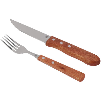 Jogo de Talheres Inox Cabo Madeira P/ Churrasco 8 peças Bel