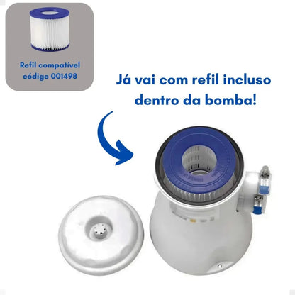 Bomba Filtro Purificador De Piscina 2.200l/h Com Refil - Mor