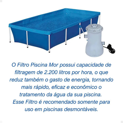 Bomba Filtro Purificador De Piscina 2.200l/h Com Refil - Mor