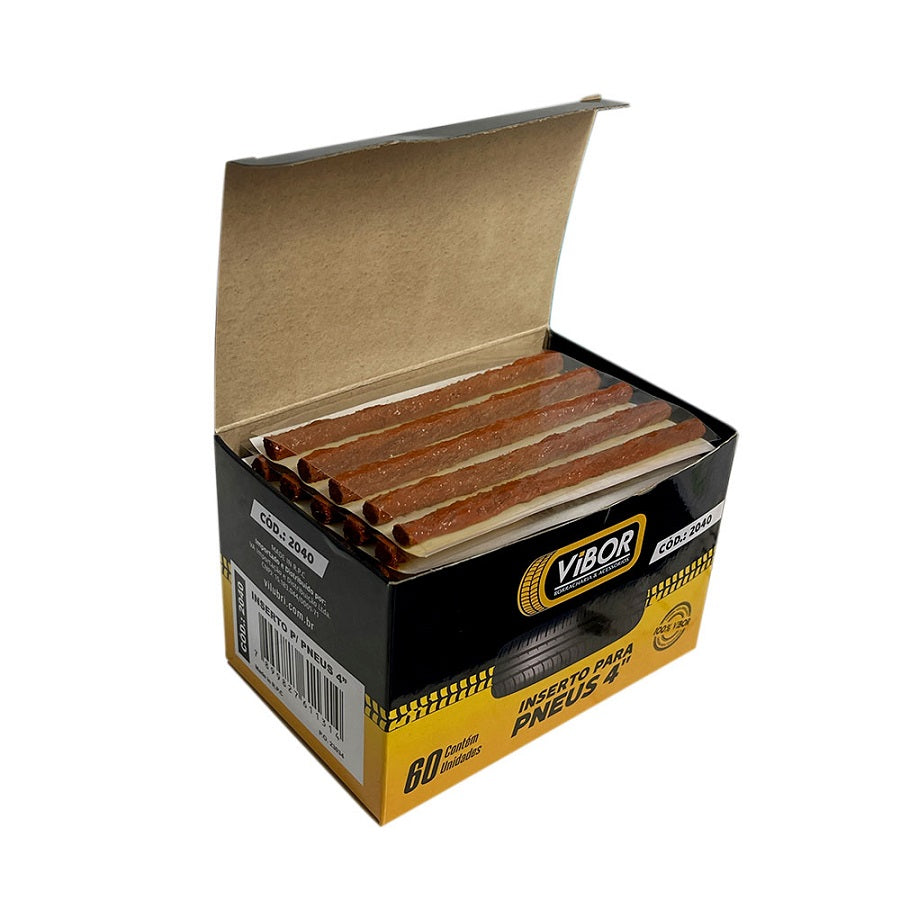 Inserto Reparo Pneus Macarrão S/Câmara 4"X6MM - 60Un Vilubri