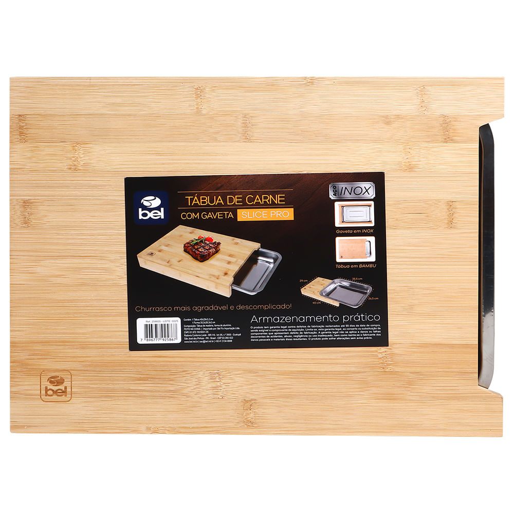 Tabua de Carne Churrasco com Bandeja e Gaveta Slice Pro Bel