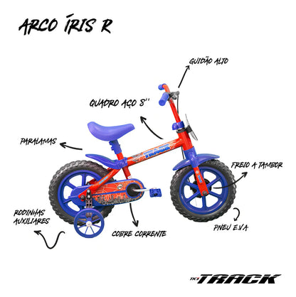 TRACK BIKE ARO 12 AZUL  ARCO IRIS AZUL COM VERMELHO