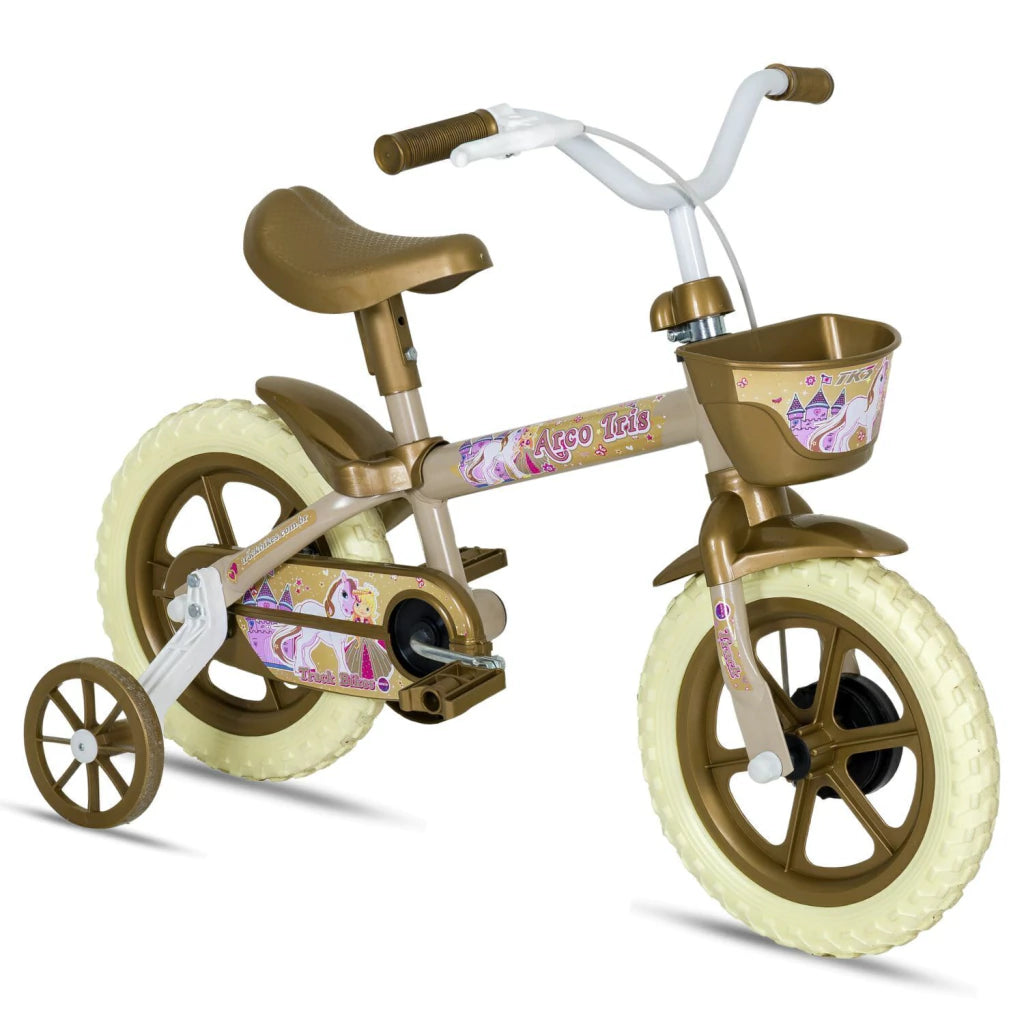 Bicicleta Infantil Aro 12 Fireman Nathor Cor Dourado / Bege