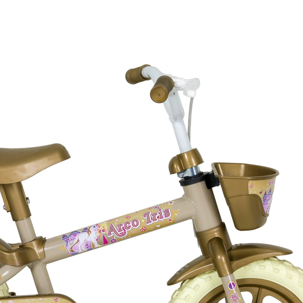 Bicicleta Infantil Aro 12 Fireman Nathor Cor Dourado / Bege