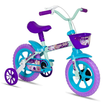 Bicicleta Aro 12 Infantil Track Arco Íris Menta com Azul