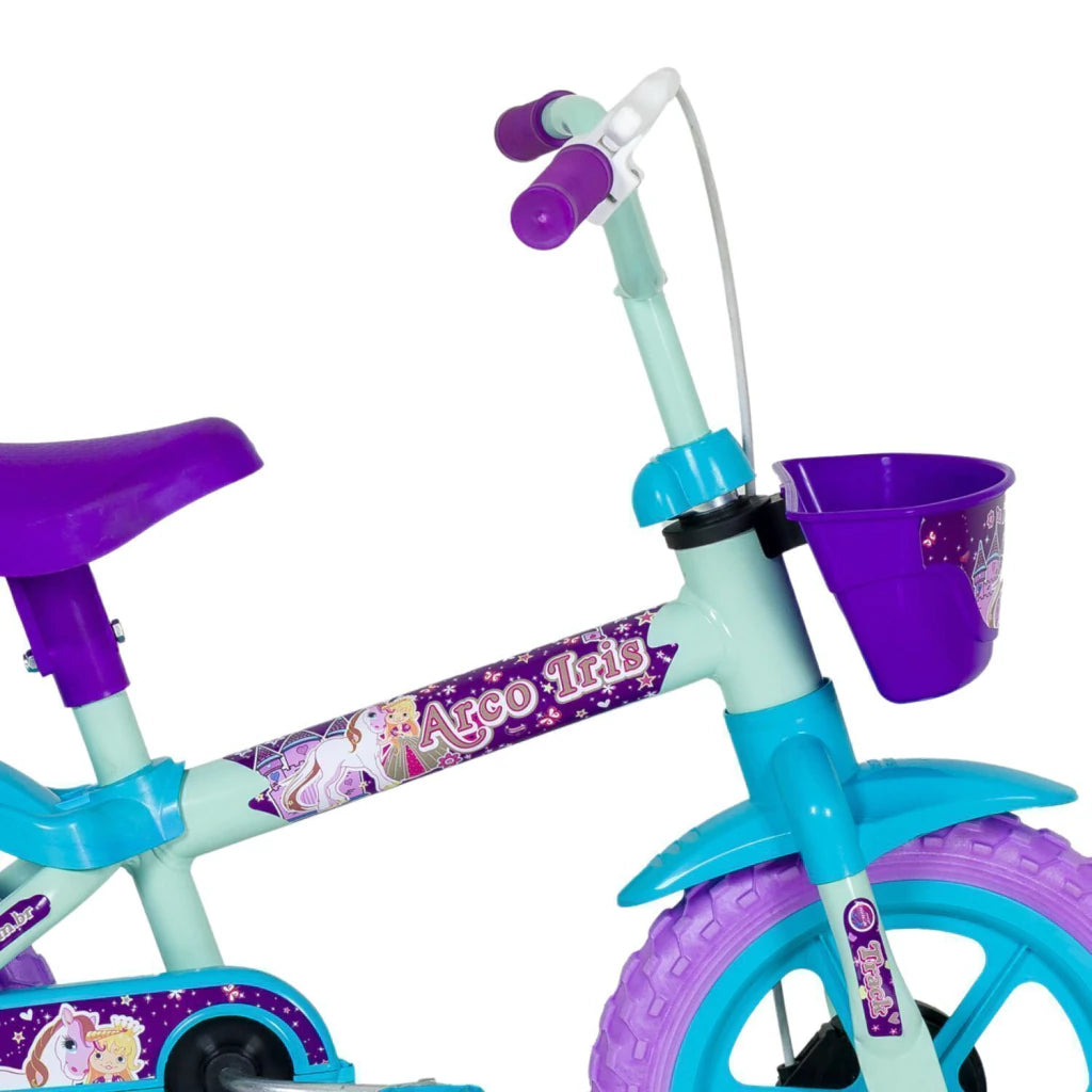 Bicicleta Aro 12 Infantil Track Arco Íris Menta com Azul