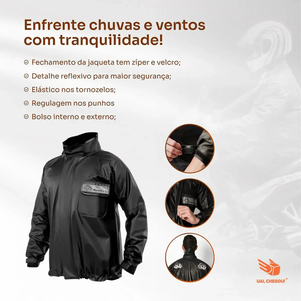 Capa Chuva Brascamp Jaqueta + Calça Motoqueiro Tamanho EXG