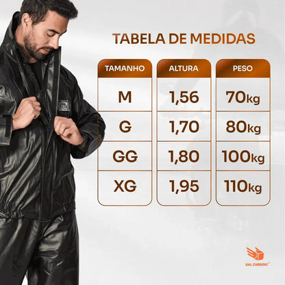 Capa Chuva Brascamp Jaqueta + Calça Motoqueiro Tamanho EXG