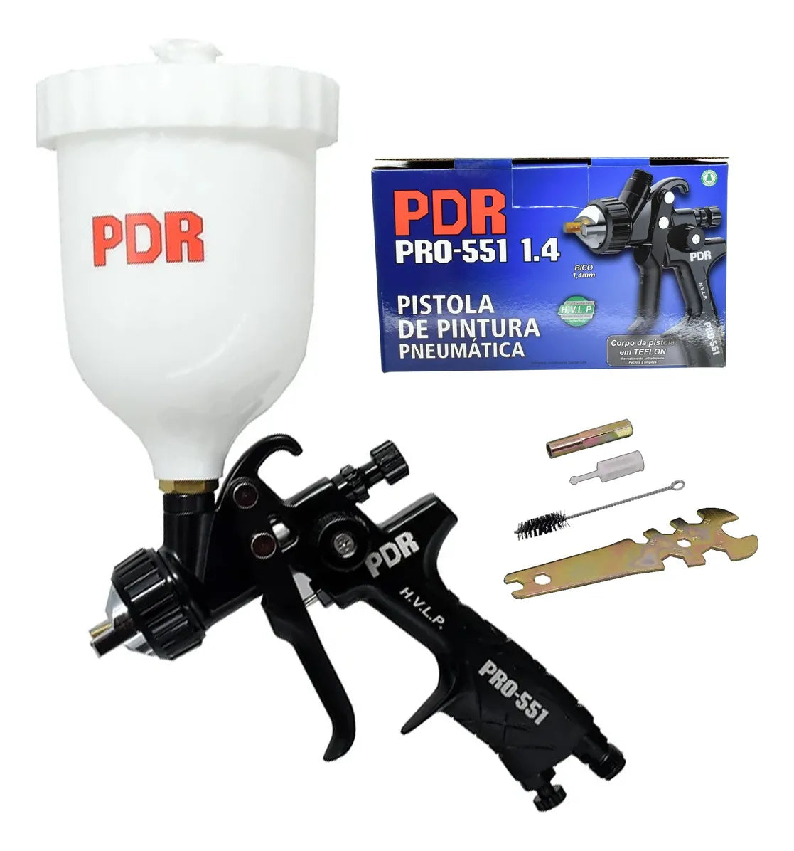 PISTOLA PINTURA GRAVIDADE HVLP 1,4MM 600ML PRETO PRO551 PDR