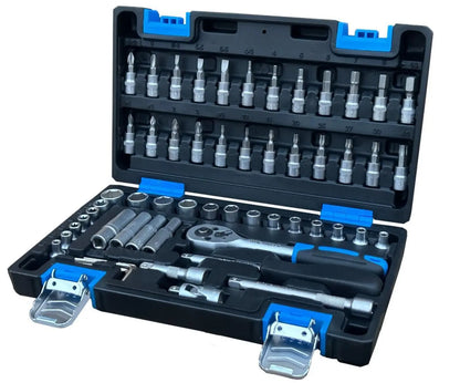 Jogo de Ferramentas com 57 Peças 1/4 Cromo Titanium