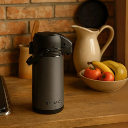 GARRAFA TERMICA SINGLE 1L PRETA/CINZA SOPRANO - 09000.0114.68