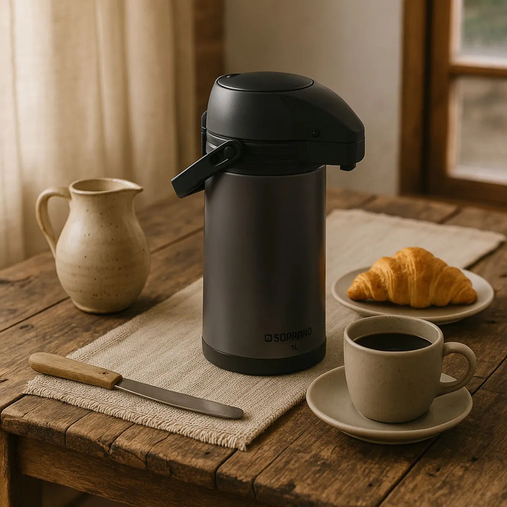 GARRAFA TERMICA SINGLE 1L PRETA/CINZA SOPRANO - 09000.0114.68