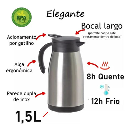 Bule Térmico Elegance 1,5L Inox Soprano