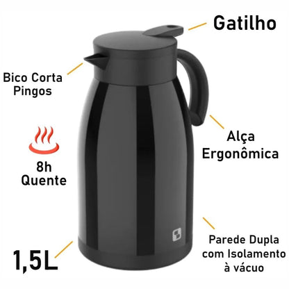 Bule Térmico Elegance 1,5L Preto Soprano