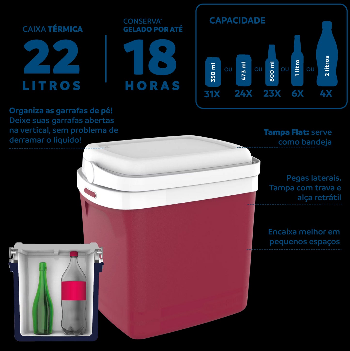 Caixa Térmica Tropical 22L Vermelha Soprano