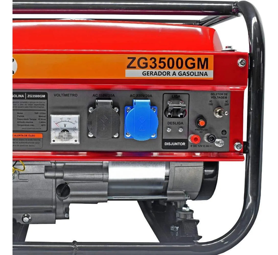 Gerador A Gasolina 3,5 Kva Zg3500 4 Tempos Bivolt Zmax