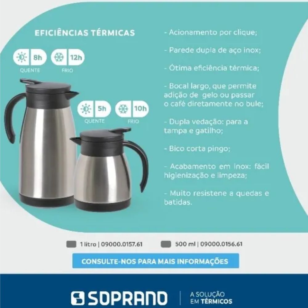 Bule Térmico Branco 500 ml Elegance Soprano