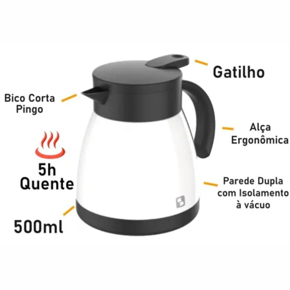 Bule Térmico Branco 500 ml Elegance Soprano