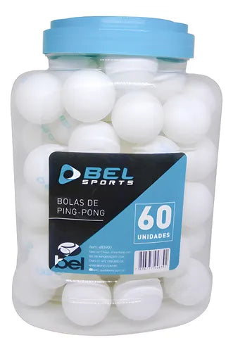 Pote com 60 Bolinhas de Tênis De Mesa 40MM Branca - Bel