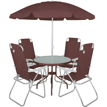Conjunto Noronha Alumínio 1Mesa 4Cadeiras 1G-Sol Marrom Bel