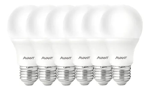 Kit 6 Lâmpadas Pera Avant Led 6500k 9w Bivolt Caixa 6 Unidades